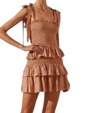 House of Harlowe 1960 Corinne Shirred Ruffle mini dress - S.       Y60